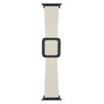 Black Square Buckle Silicone Watch Band For Apple Watch Ultra 49mm / Series 8&7 45mm / SE 2&6&SE&5&4 44mm / 3&2&1 42mm(Beige)