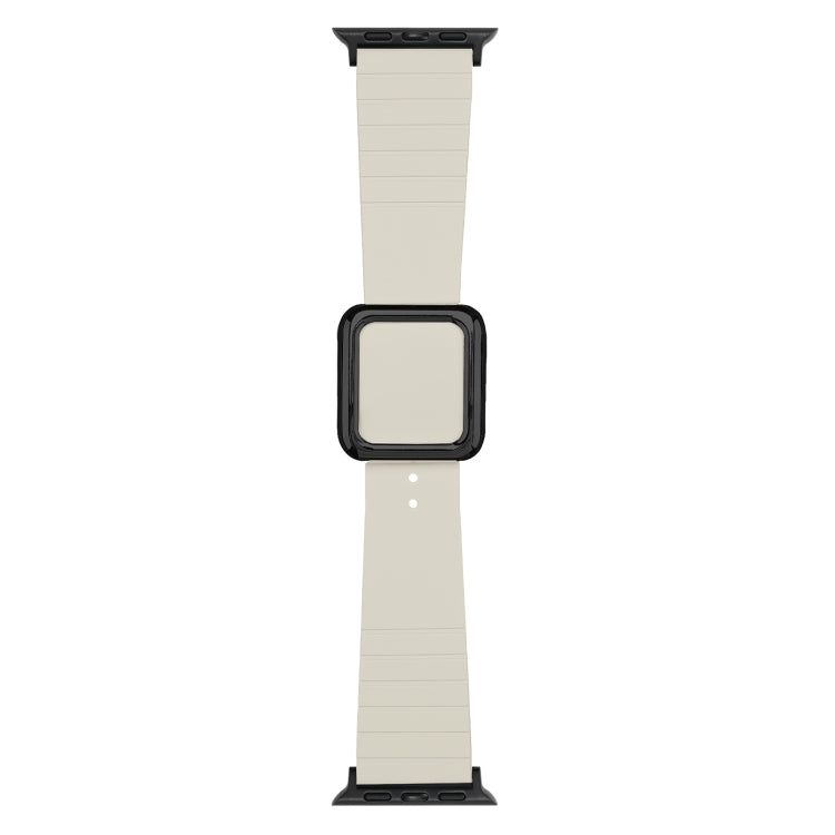 Black Square Buckle Silicone Watch Band For Apple Watch Ultra 49mm / Series 8&7 45mm / SE 2&6&SE&5&4 44mm / 3&2&1 42mm(Beige)