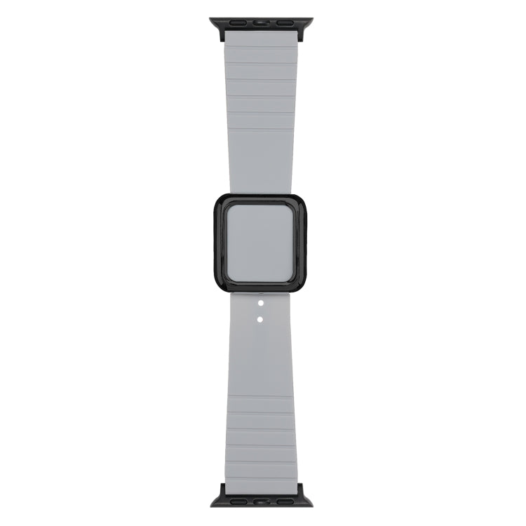 Black Square Buckle Silicone Watch Band For Apple Watch Ultra 49mm / Series 8&7 45mm / SE 2&6&SE&5&4 44mm / 3&2&1 42mm(Cloud Grey)