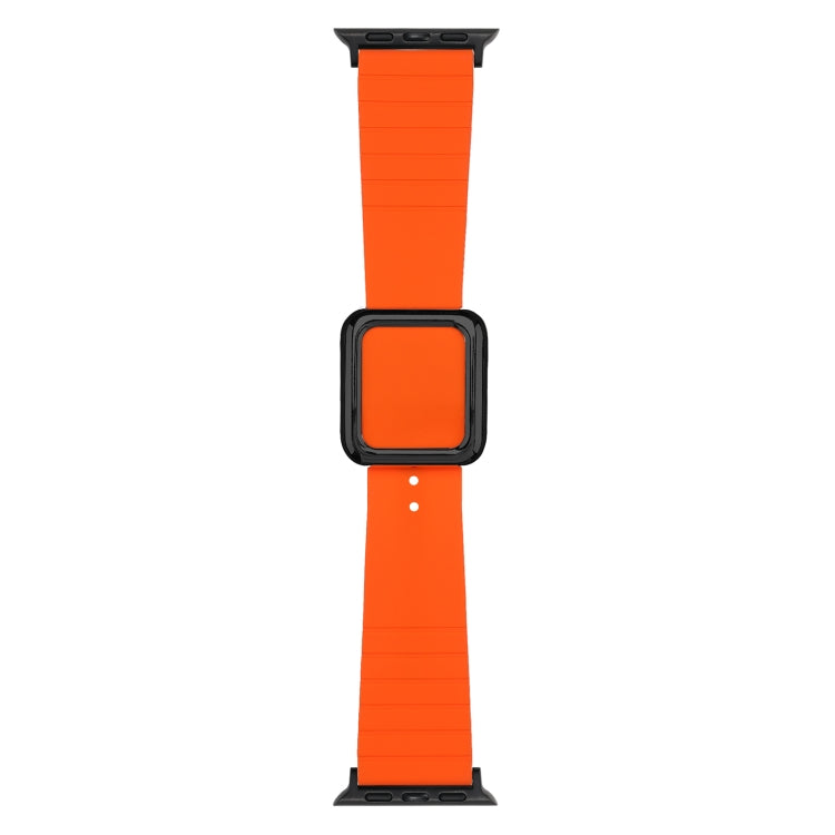 Black Square Buckle Silicone Watch Band For Apple Watch Ultra 49mm / Series 8&7 45mm / SE 2&6&SE&5&4 44mm / 3&2&1 42mm(Orange)