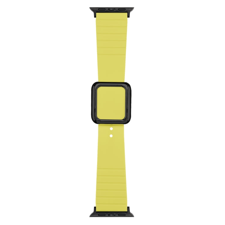 Black Square Buckle Silicone Watch Band For Apple Watch Series 8&7 41mm / SE 2&6&SE&5&4 40mm / 3&2&1 38mm(Light Lime Yellow)