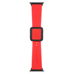 Black Square Buckle Silicone Watch Band For Apple Watch Series 8&7 41mm / SE 2&6&SE&5&4 40mm / 3&2&1 38mm(Red)