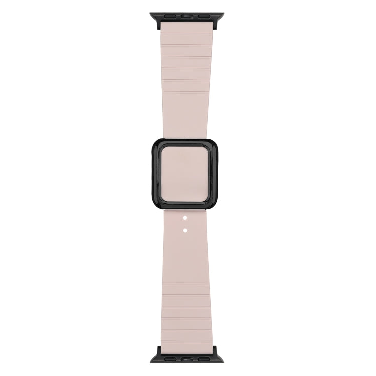 Black Square Buckle Silicone Watch Band For Apple Watch Series 8&7 41mm / SE 2&6&SE&5&4 40mm / 3&2&1 38mm(Light Pink)