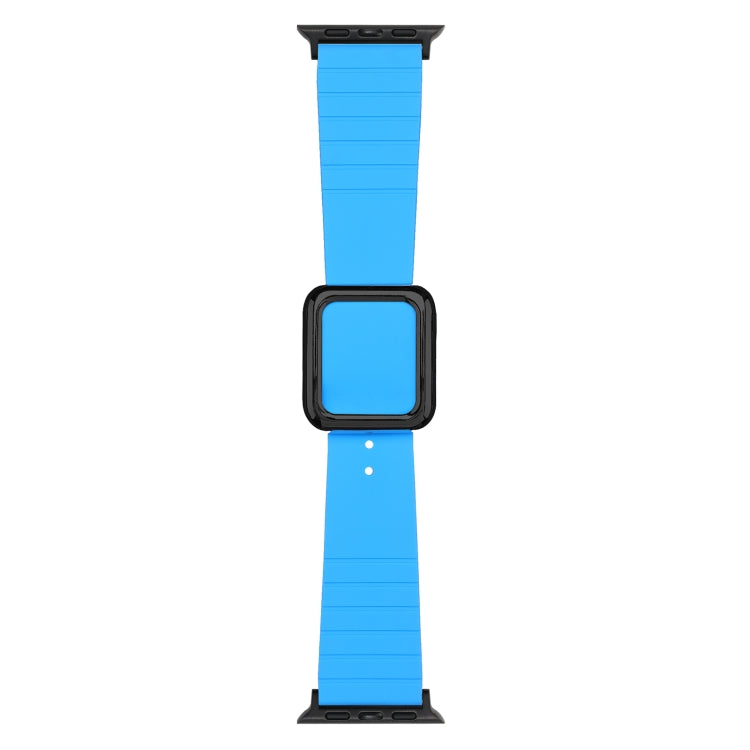 Black Square Buckle Silicone Watch Band For Apple Watch Series 8&7 41mm / SE 2&6&SE&5&4 40mm / 3&2&1 38mm(Blue)