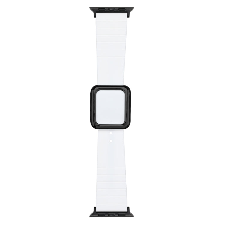 Black Square Buckle Silicone Watch Band For Apple Watch Series 8&7 41mm / SE 2&6&SE&5&4 40mm / 3&2&1 38mm(White)