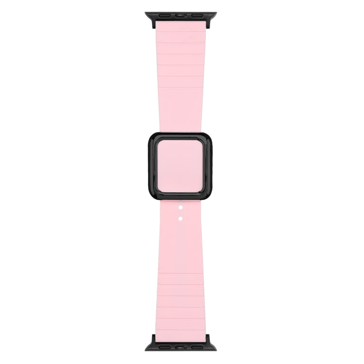 Black Square Buckle Silicone Watch Band For Apple Watch Series 8&7 41mm / SE 2&6&SE&5&4 40mm / 3&2&1 38mm(Pink)