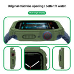 2 in 1 Screen Tempered Glass Film Protective Case For Apple Watch Series 8 / 7 45mm(Army Green)