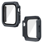 2 in 1 Screen Tempered Glass Film Protective Case For Apple Watch Series 8 / 7 45mm(Dark Grey)