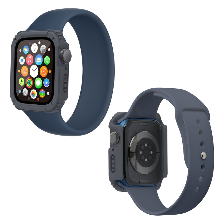 2 in 1 Screen Tempered Glass Film Protective Case For Apple Watch Series 8 / 7 45mm(Dark Grey)