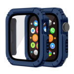 2 in 1 Screen Tempered Glass Film Protective Case For Apple Watch Series 8 / 7 45mm(Midnight Blue)