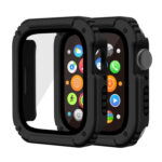 2 in 1 Screen Tempered Glass Film Protective Case For Apple Watch Series 8 / 7 41mm(Black)