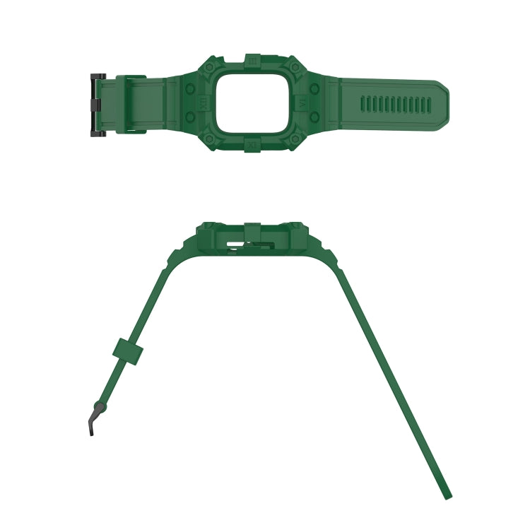 Integrated Silicone Watch Band For Apple Watch Series 8&7 45mm / SE 2&6&SE&5&4 44mm / 3&2&1 42mm(Olive Green)