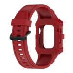 Integrated Silicone Watch Band For Apple Watch Series 8&7 45mm / SE 2&6&SE&5&4 44mm / 3&2&1 42mm(Red)