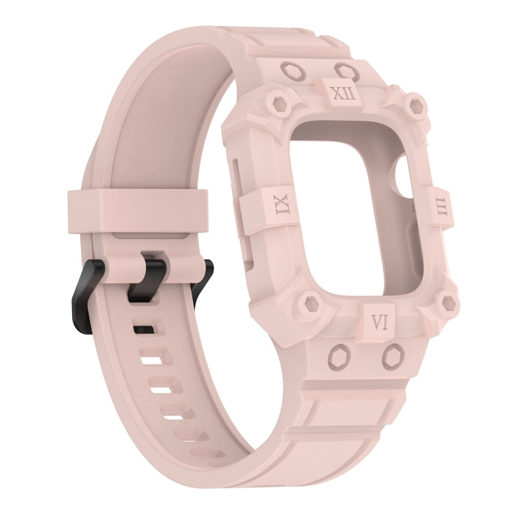 Integrated Silicone Watch Band For Apple Watch Series 8&7 45mm / SE 2&6&SE&5&4 44mm / 3&2&1 42mm(Pink)