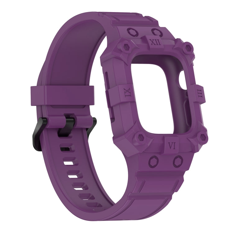 Integrated Silicone Watch Band For Apple Watch Series 8&7 45mm / SE 2&6&SE&5&4 44mm / 3&2&1 42mm(Purple)