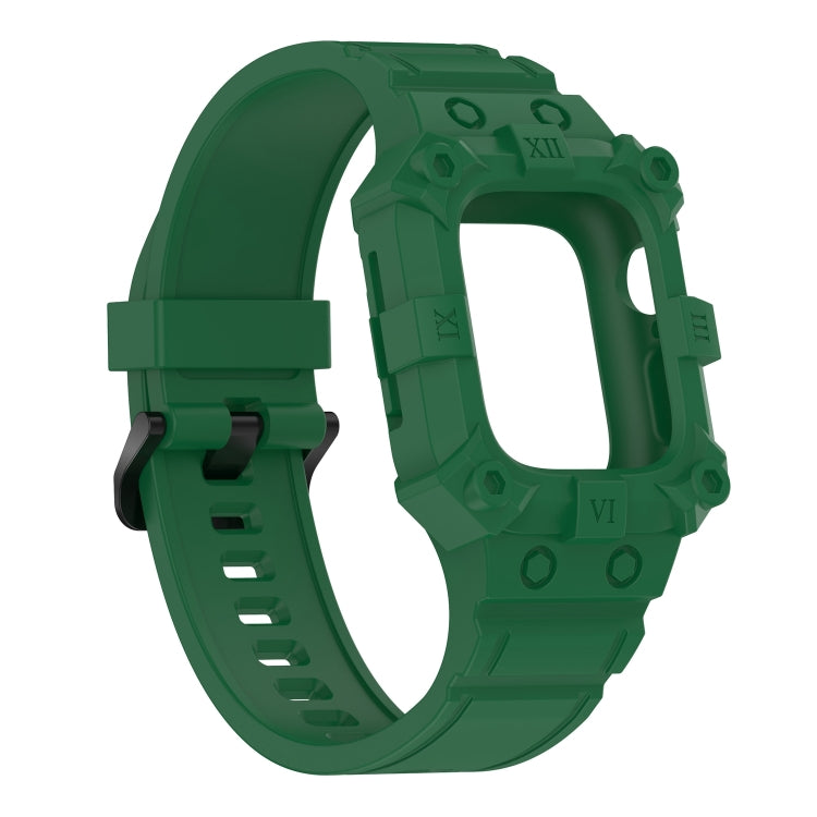 Integrated Silicone Watch Band For Apple Watch Series 8&7 41mm / SE 2&6&SE&5&4 40mm / 3&2&1 38mm(Olive Green)