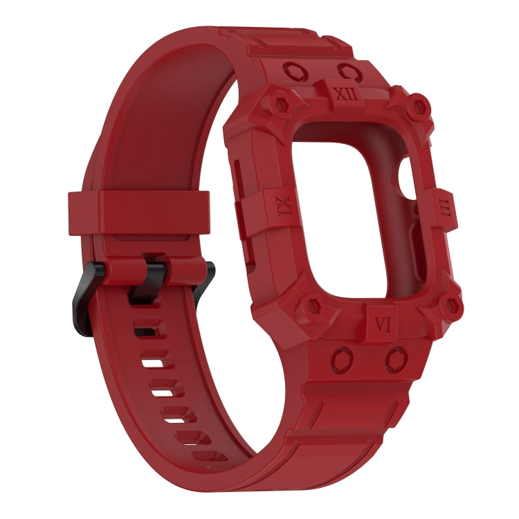 Integrated Silicone Watch Band For Apple Watch Series 8&7 41mm / SE 2&6&SE&5&4 40mm / 3&2&1 38mm(Red)