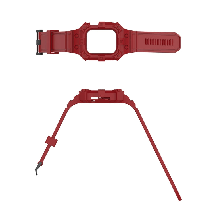 Integrated Silicone Watch Band For Apple Watch Series 8&7 41mm / SE 2&6&SE&5&4 40mm / 3&2&1 38mm(Red)