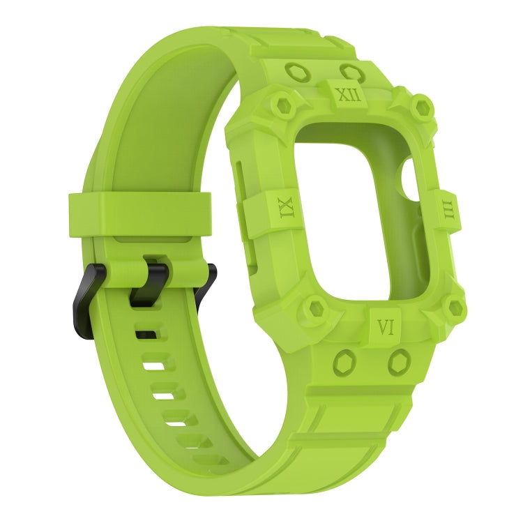 Integrated Silicone Watch Band For Apple Watch Series 8&7 41mm / SE 2&6&SE&5&4 40mm / 3&2&1 38mm(Lime Green)