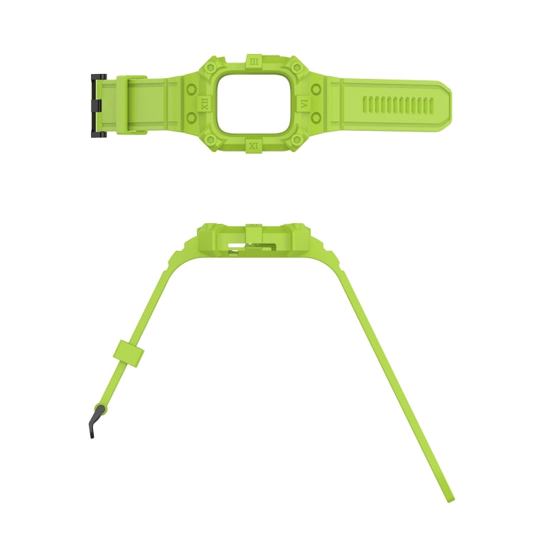 Integrated Silicone Watch Band For Apple Watch Series 8&7 41mm / SE 2&6&SE&5&4 40mm / 3&2&1 38mm(Lime Green)