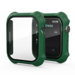 2 in 1 Frosted PC Frame + Screen Tempered Glass Film Protective Case For Apple Watch Series 8 / 7 45mm(Green)