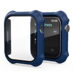 2 in 1 Frosted PC Frame + Screen Tempered Glass Film Protective Case For Apple Watch Series 8 / 7 45mm(Blue)