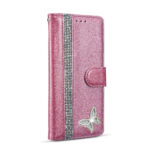 For Samsung Galaxy S20 Glitter Powder Butterfly Leather Phone Case(Purple)