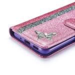 For Samsung Galaxy S20 Glitter Powder Butterfly Leather Phone Case(Purple)