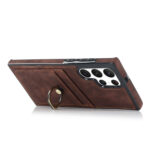 For Samsung Galaxy S22 Ultra 5G Vintage Patch Leather Phone Case with Ring Holder(Brown)