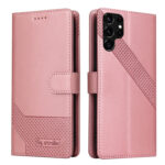 For Samsung Galaxy S22 Ultra 5G GQUTROBE Skin Feel Magnetic Leather Phone Case(Rose Gold)