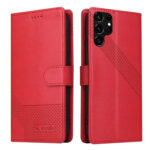 For Samsung Galaxy S22 Ultra 5G GQUTROBE Skin Feel Magnetic Leather Phone Case(Red)