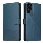 For Samsung Galaxy S22 Ultra 5G GQUTROBE Skin Feel Magnetic Leather Phone Case(Blue)
