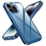 For iPhone 14 Pro Max Transparent Armor Phone Case (Blue)