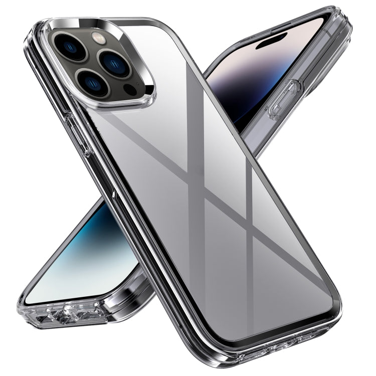 For iPhone 14 Pro Transparent Armor Phone Case(Grey)