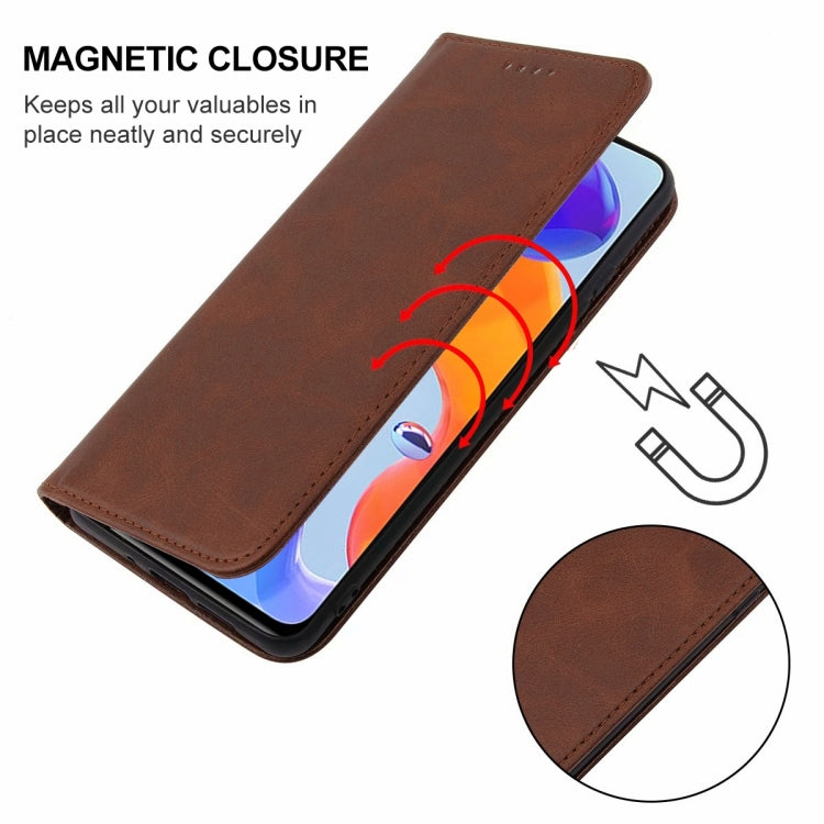 For Xiaomi Redmi Note 11 Pro 5G Magnetic Closure Leather Phone Case(Brown)