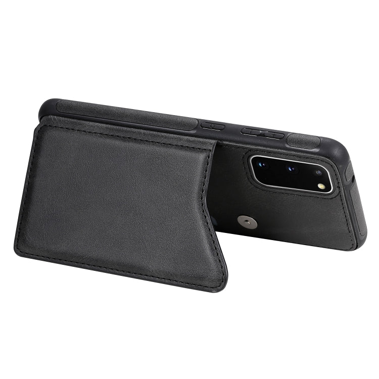 For Galaxy S20 Calf Texture Horizontal Flip Leather Case with Holder & Card Slots & Frame(Black)