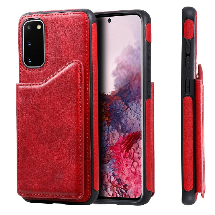 For Galaxy S20 Calf Texture Horizontal Flip Leather Case with Holder & Card Slots & Frame(Red)