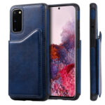 For Galaxy S20 Calf Texture Horizontal Flip Leather Case with Holder & Card Slots & Frame(Blue)