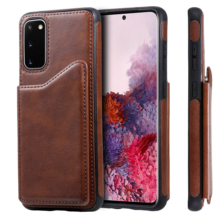 For Galaxy S20 Calf Texture Horizontal Flip Leather Case with Holder & Card Slots & Frame(Coffee)