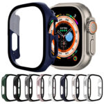 Tempered Glass Film PC Watch Case For Apple Watch Ultra 49mm(Silver)