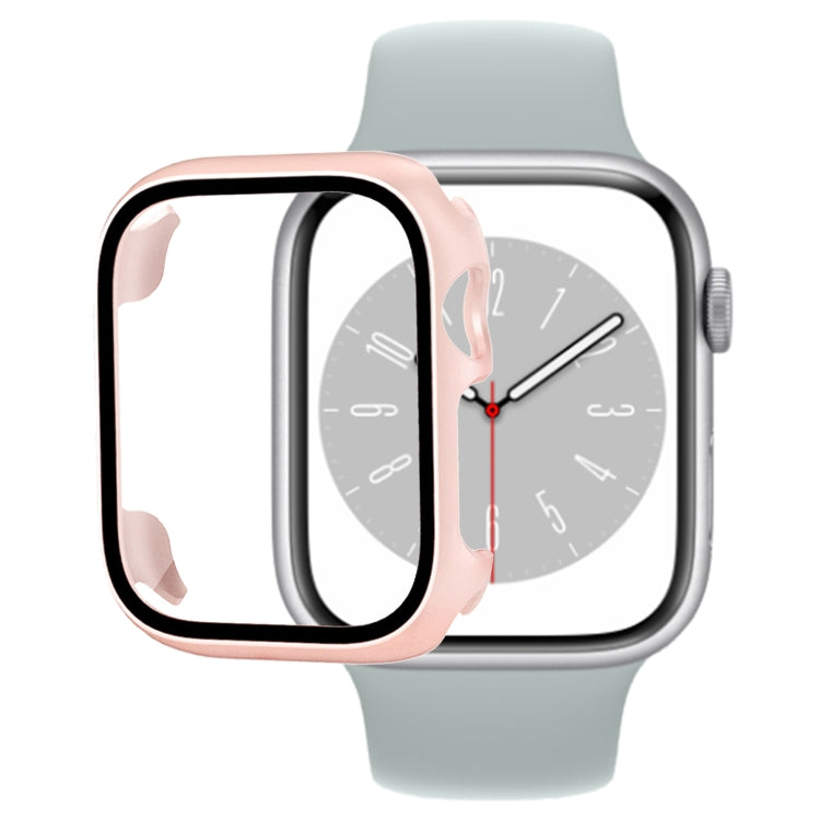 Tempered Glass Film PC Watch Case For Apple Watch Series 8&7 41mm(Pink)