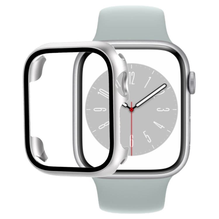 Tempered Glass Film PC Watch Case For Apple Watch Series 8&7 41mm(Silver)