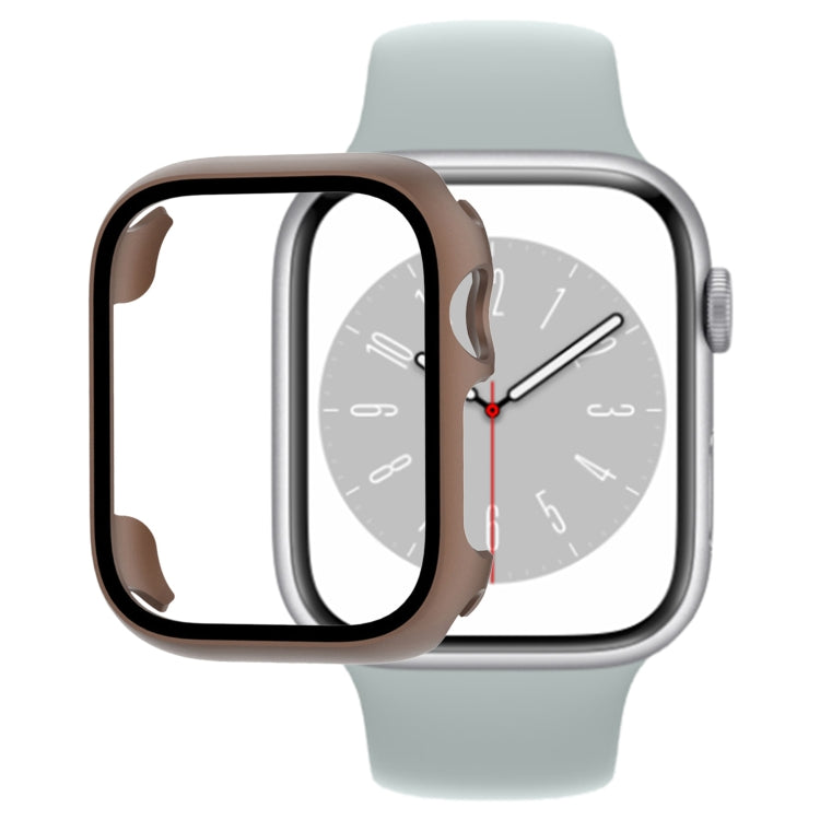 Tempered Glass Film PC Watch Case For Apple Watch Series 8&7 41mm(Brown)