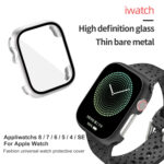 Tempered Glass Film PC Watch Case For Apple Watch Series 8&7 41mm(Pink)