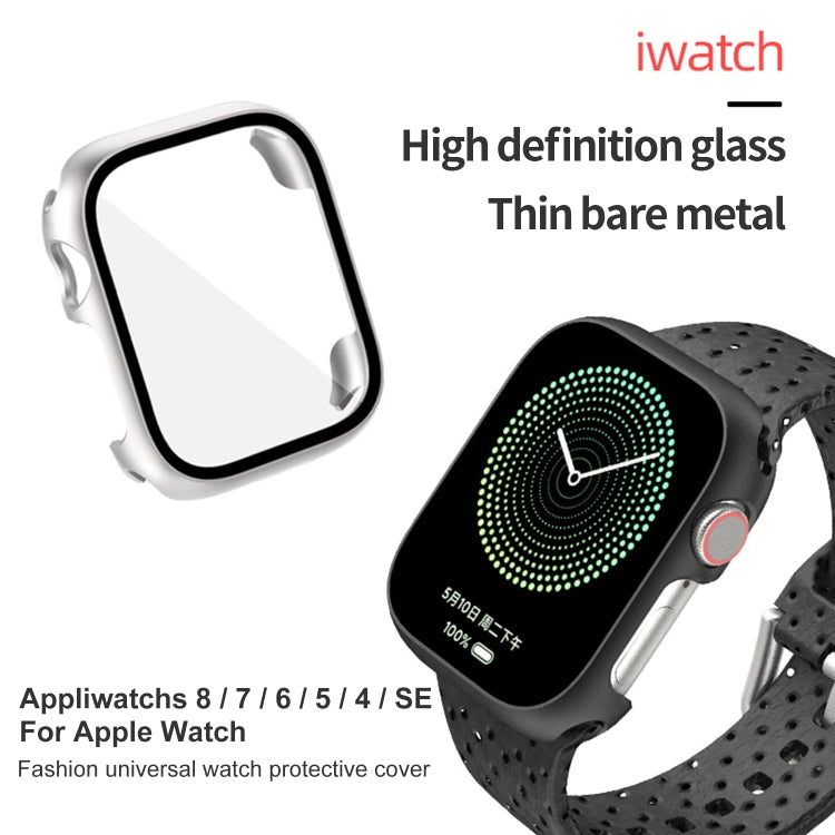 Tempered Glass Film PC Watch Case For Apple Watch Series 8&7 41mm(Leopard Print)