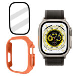 Tempered Glass Film Frosted PC Watch Case For Apple Watch Ultra 49mm(Orange)