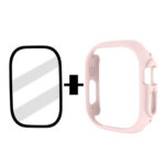 Tempered Glass Film Frosted PC Watch Case For Apple Watch Ultra 49mm(Pink)