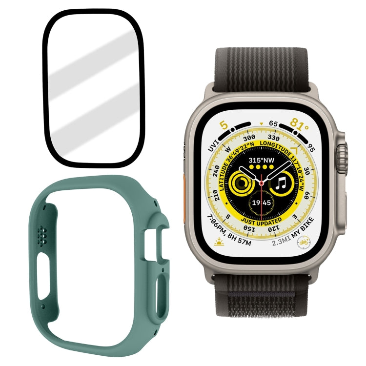 Tempered Glass Film Frosted PC Watch Case For Apple Watch Ultra 49mm(Official Green)