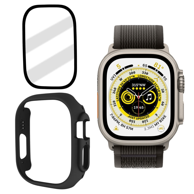 Tempered Glass Film Frosted PC Watch Case For Apple Watch Ultra 49mm(Black)