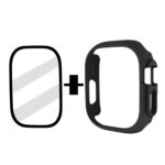 Tempered Glass Film Frosted PC Watch Case For Apple Watch Ultra 49mm(Black)